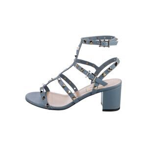 Valentino Rockstud Accents Leather Gladiator Sandals Heels - 37
